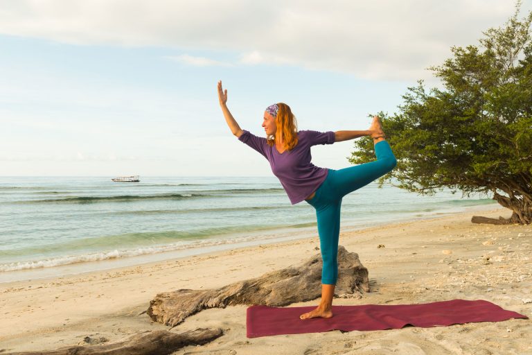 Yoga on the ocean shore